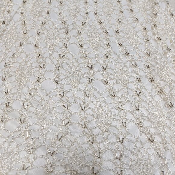 Vintage Handmade Women's White Slip Beaded Crochet Dress Party Prom Size S - Picture 5 of 6